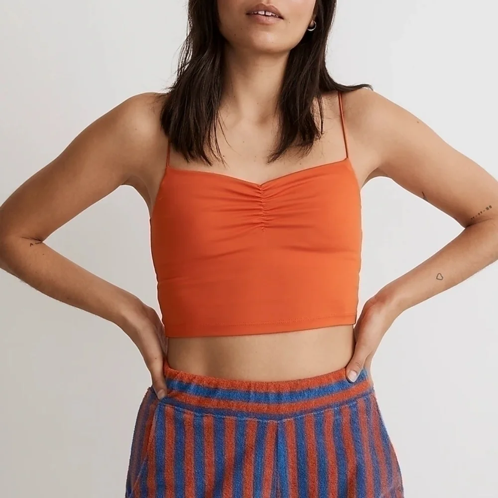 Madewell Flex Sweetheart Crop Tank Top in Brilliant Tangerine size XXS NWT NL307